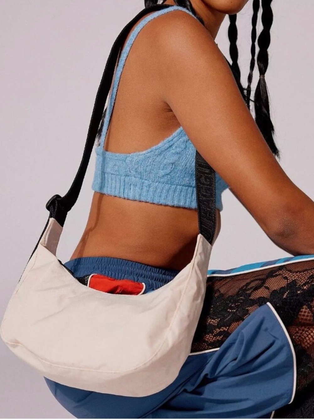 Baggu Mini Nylon Crescent Bag in Ivory NWT - Picture 2 of 4